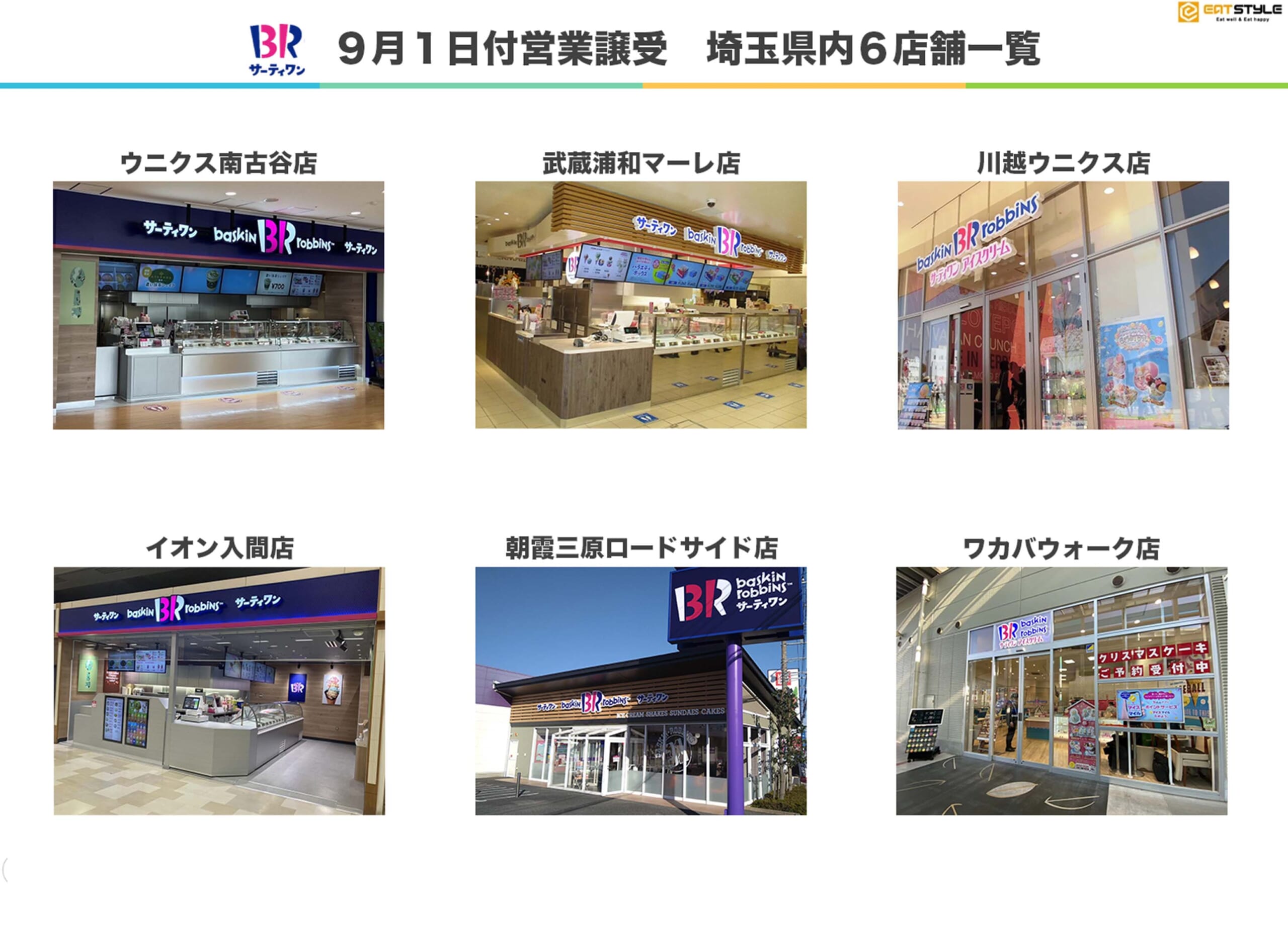 サーティワンアイスクリーム埼玉県内６店舗の営業譲受